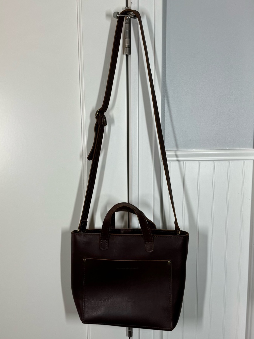 Portland Leather Comapny PLC Mini Zip Top Crossbody in Cognac Brown